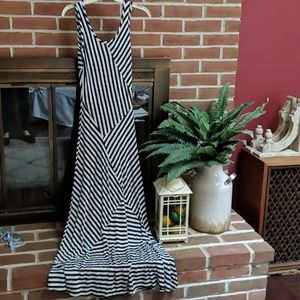 Monteau Black and White Striped Maxi Dress
